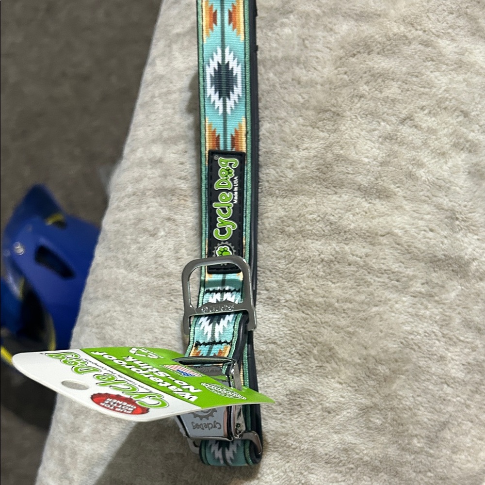 Patterned Dog Collar - Teal and Orange